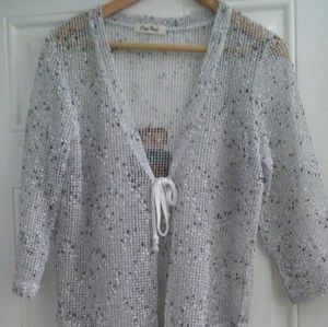 Grey open weave 3\4 in sleeve jacket